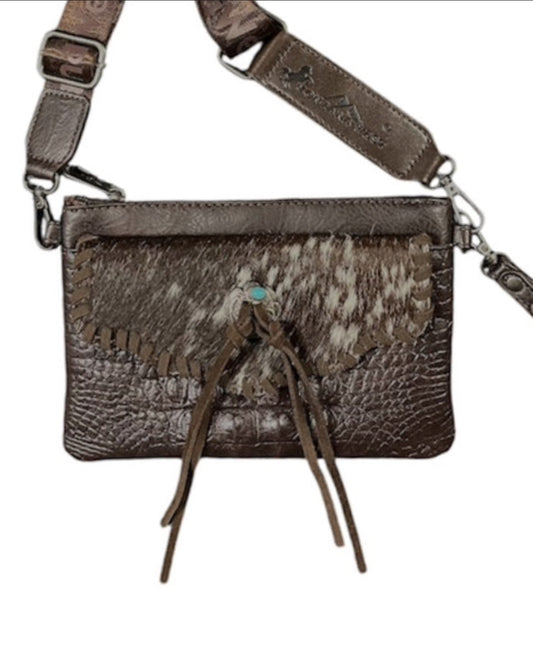 MW1268181CFA - Montana West Hair-On Cowhide Croc Embossed Clutch/Crossbody