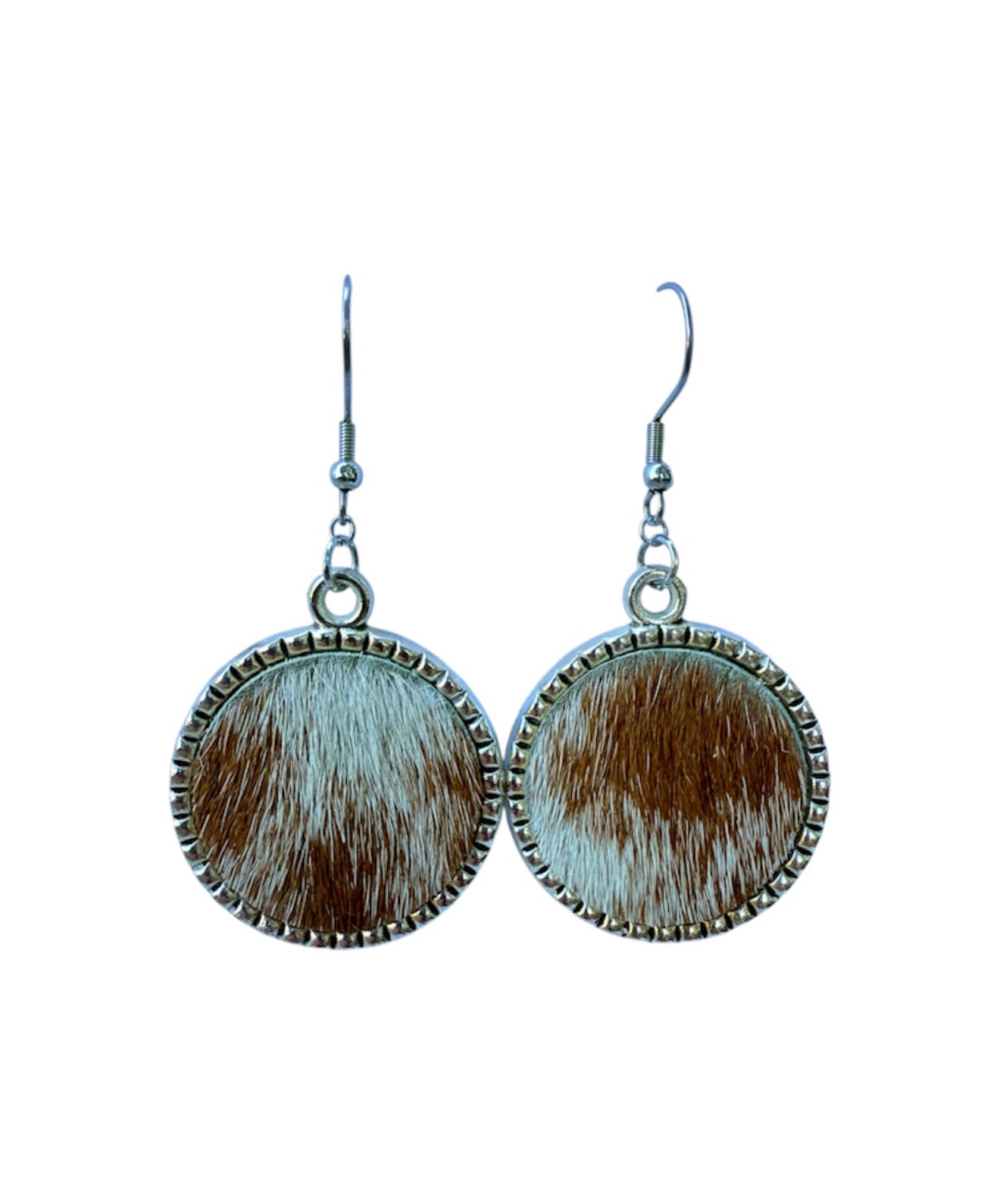 J7020A - Round Hide Fishhook Earrings - Rawhide Western Wear 