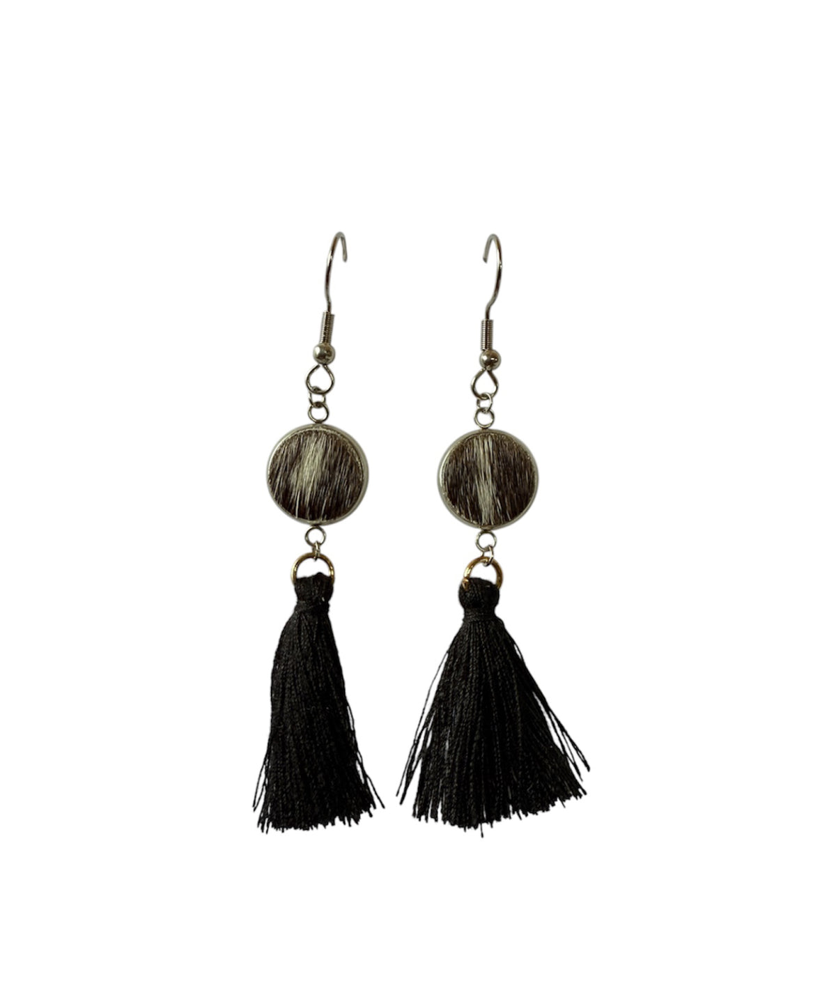 J7034A - Tassel Hide Fishhook Earrings