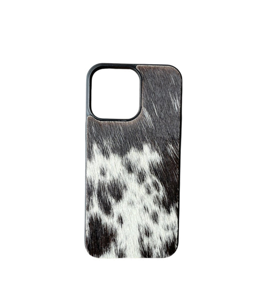 A8636 - IPhone 14 Pro Max Hair on Hide Leather w Rubber Case