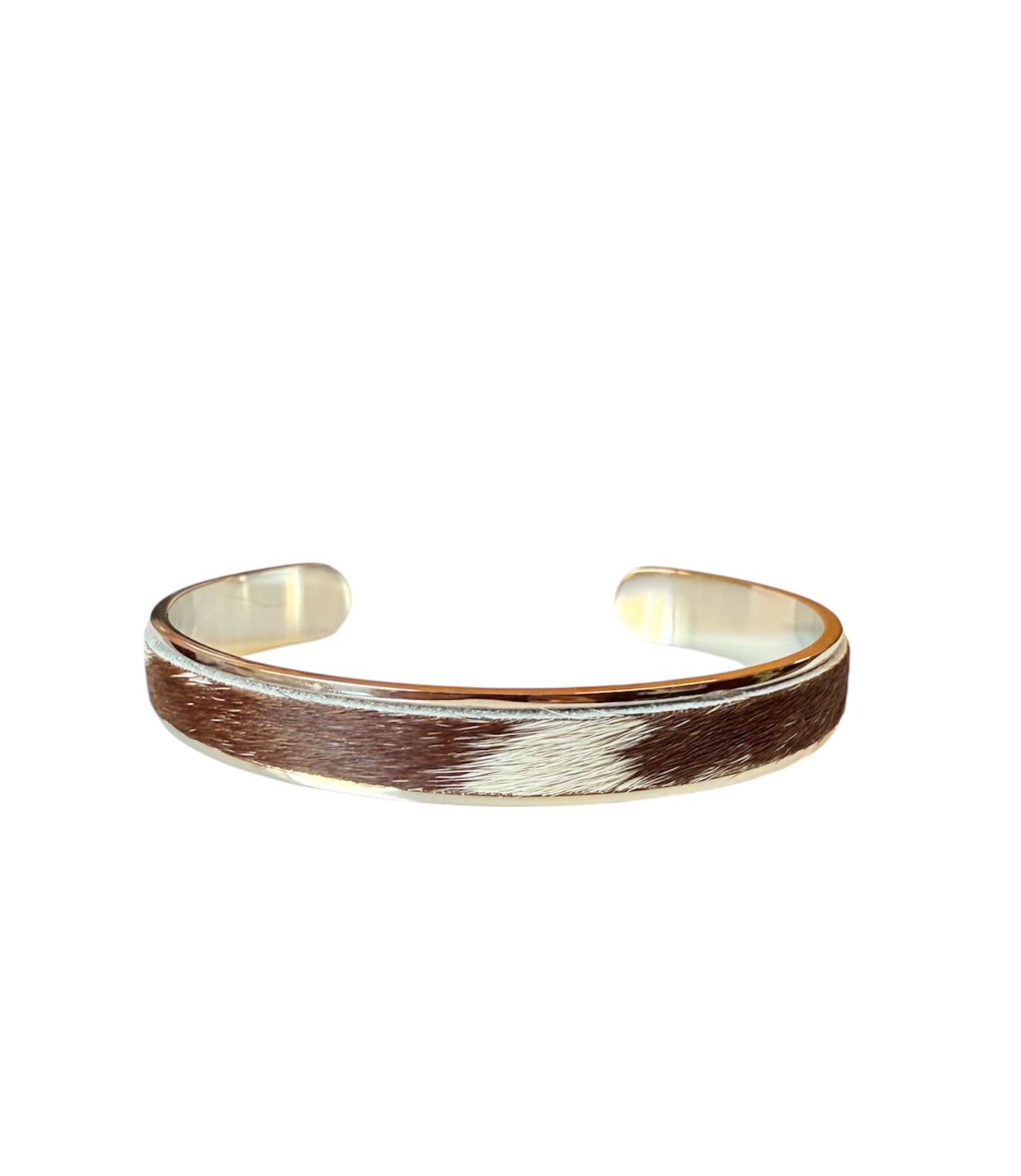 J7004 - Solid/Stainless Steel 3/4 Bangle Cowhide