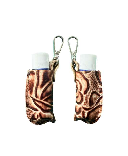 A9003 -  Real Tooled Leather Lip Balm Holder w Clip