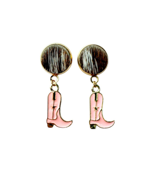 J7017C - 100% Hair on Hide Stud Dangle Earrings