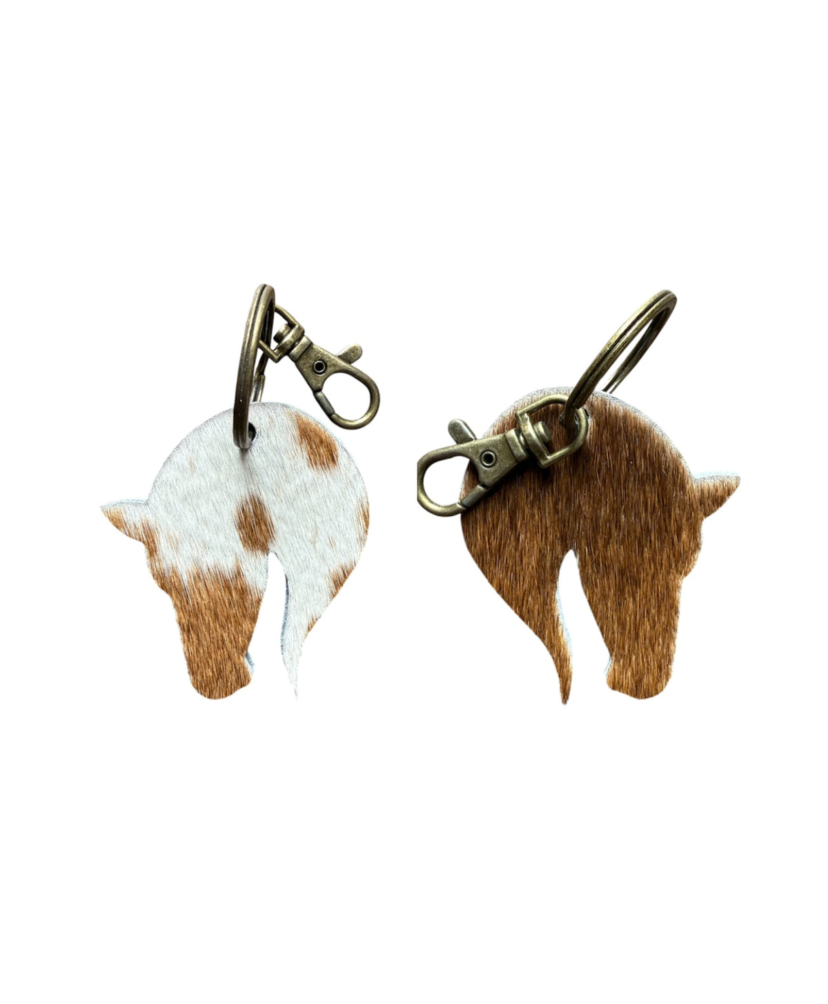 A8725 - Double Sided 100% Hair On Hide Leather Horse Keychain - Rawhide Western Wear 