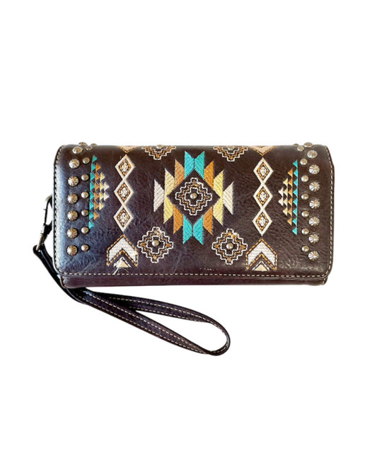 MW1245W002CF - Montana West Embroidered Collection Wallet Coffee