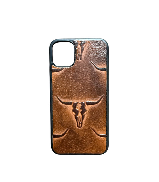 A8348 - IPhone 11 Tooled Leather w Rubber Case