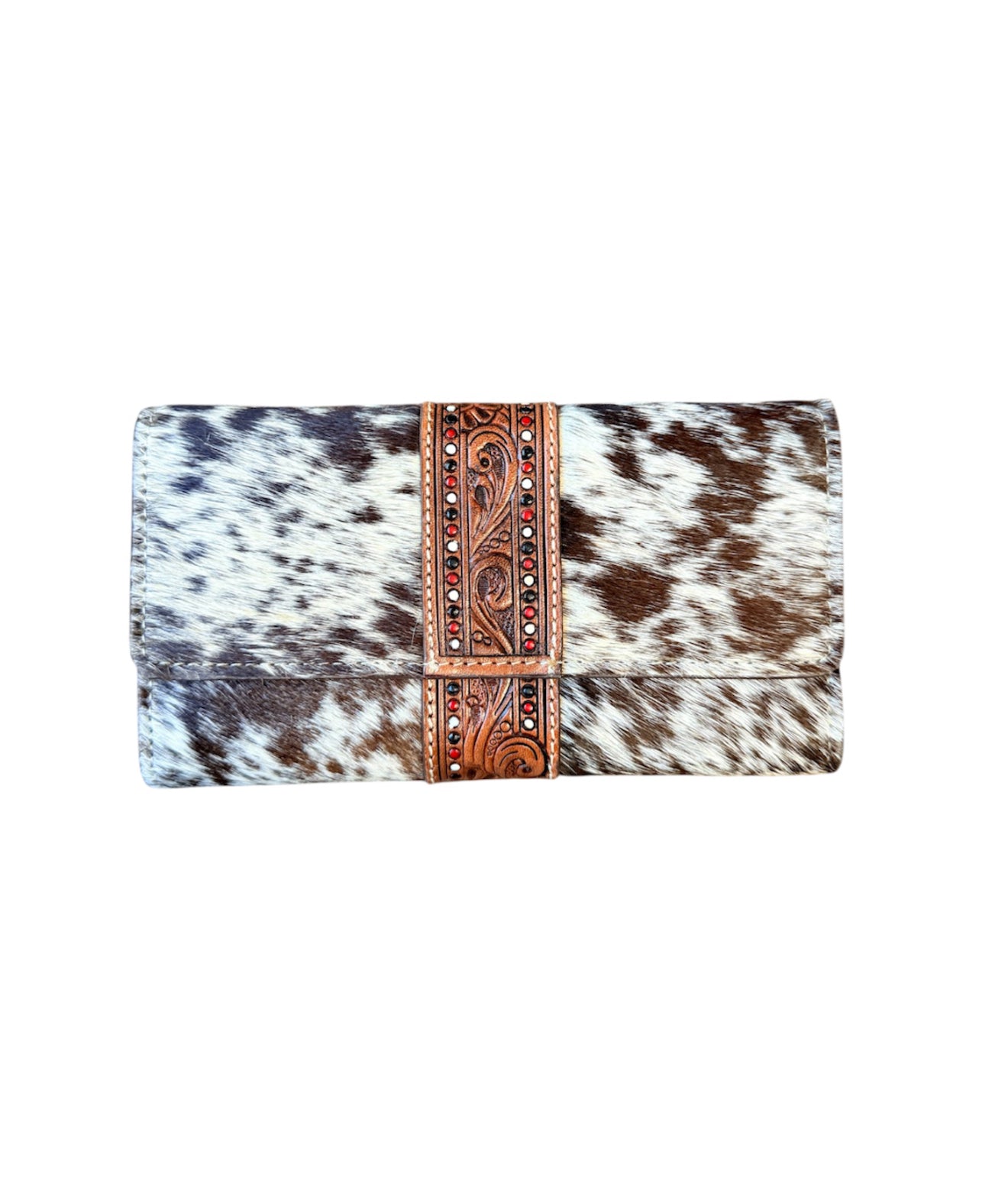 AW29C - Hand Painted Tooling Leather Trifold Wallet