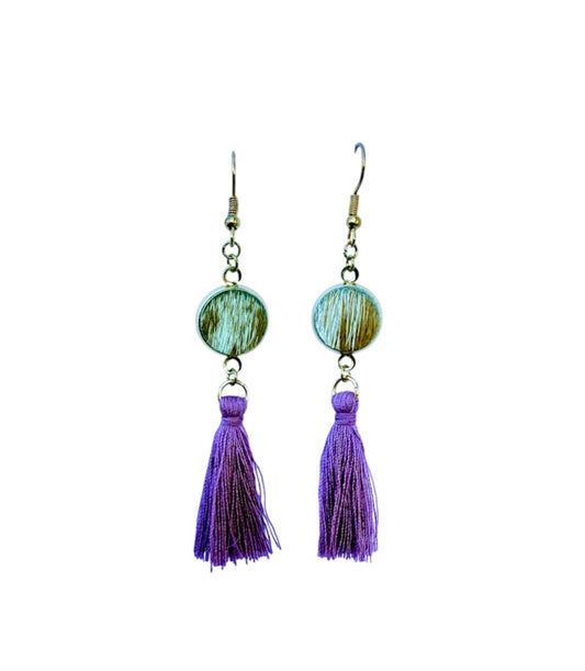 J7046A - Tassel Hide Fishhook Earrings