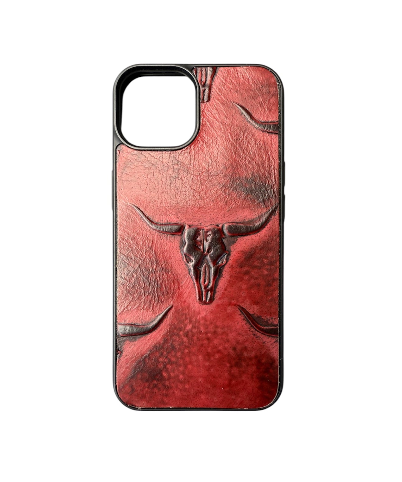 A8467 - IPhone 14 Tooled Leather w Rubber Case - Rawhide Western Wear 