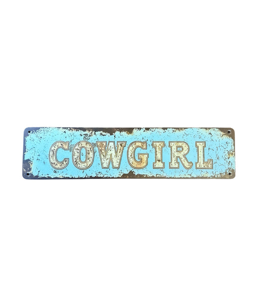 A8912 - Cowgirl Print Light Wooden Street Sign