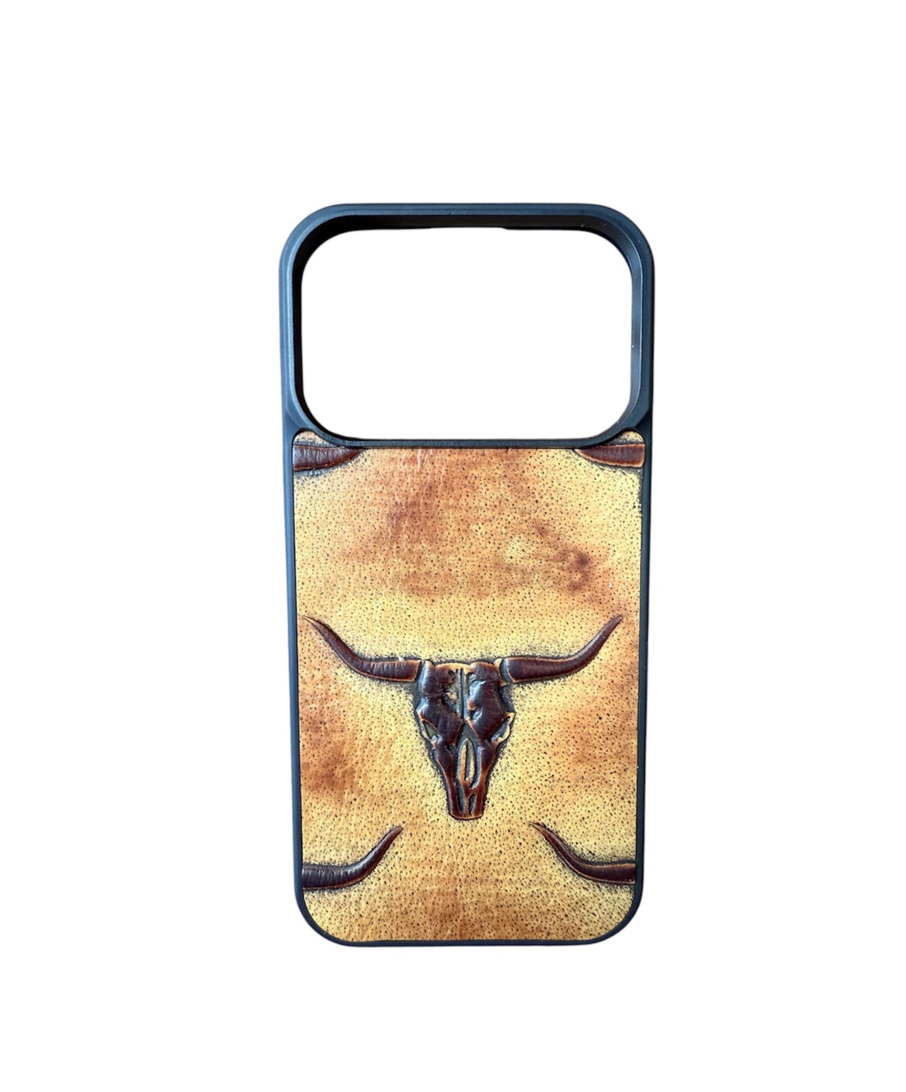 A8961 - IPhone 17 Pro Tooled Leather w Rubber Case - Rawhide Western Wear 