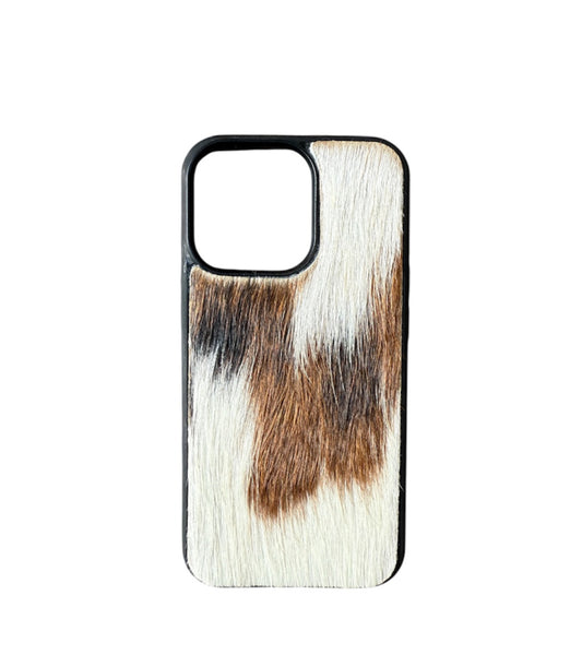 A8624 - IPhone 13 Pro Hair on Hide Leather w Rubber Case