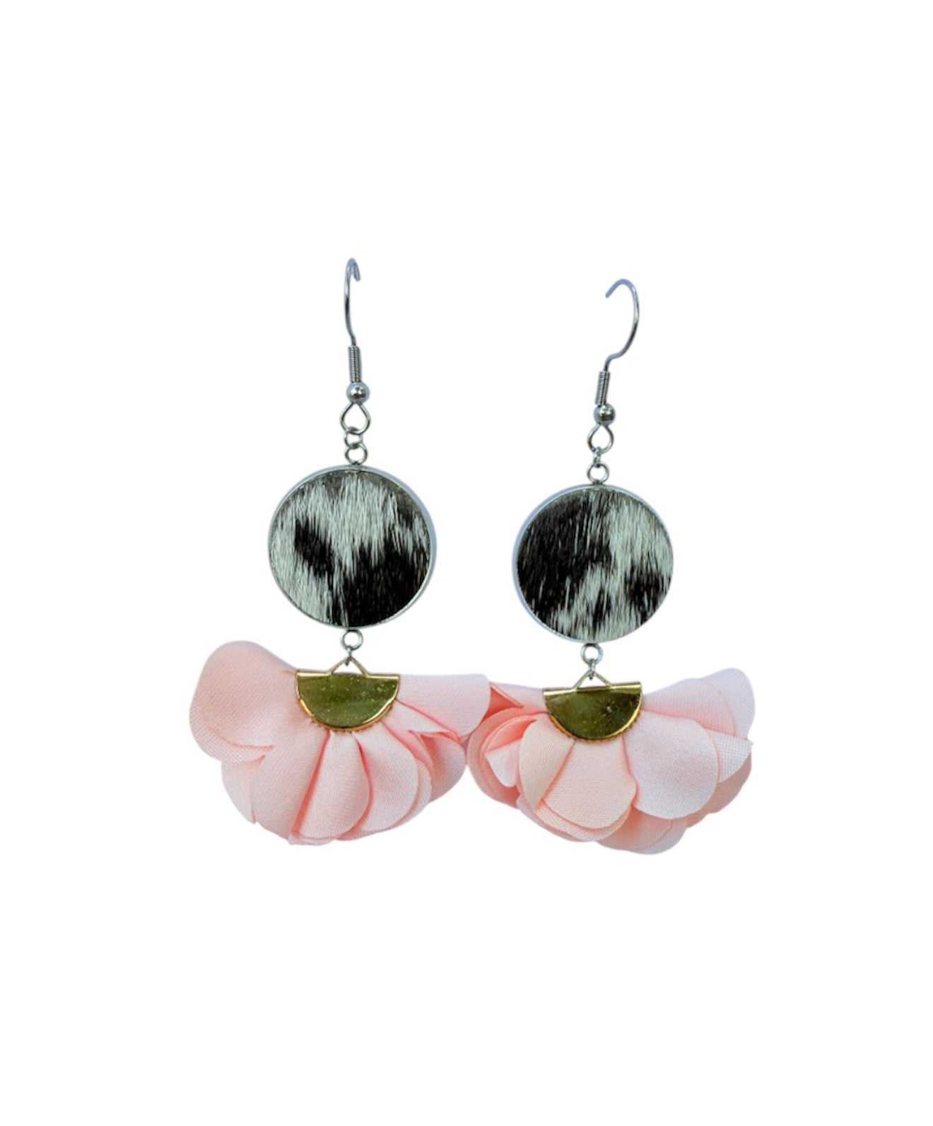 J7074E - Flower 100% Hair on Hide Earrings