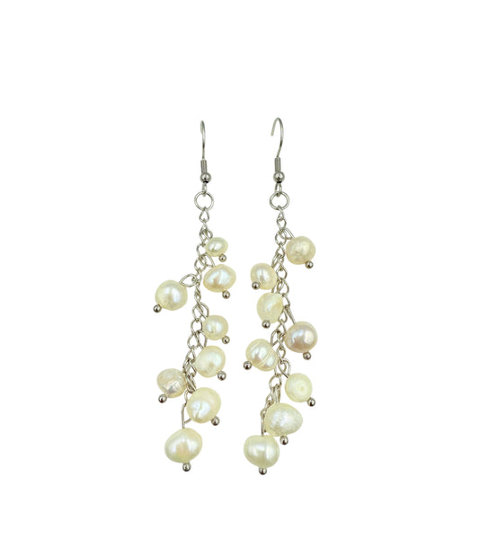 J7067A - Real Pearl Hook Dangle Earring