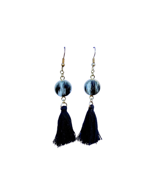 J7046B - Tassel Hide Fishhook Earrings