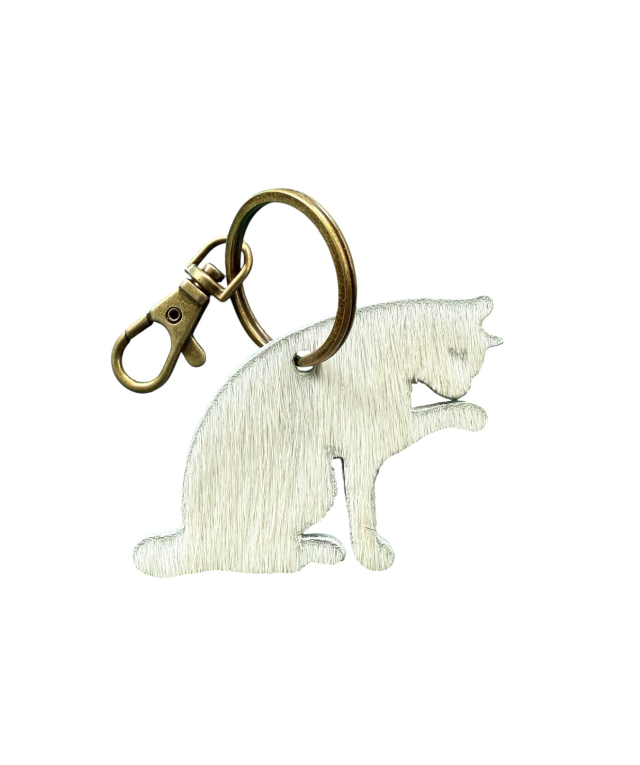 A7577 - Double Sided Cowhide Cat Keychain