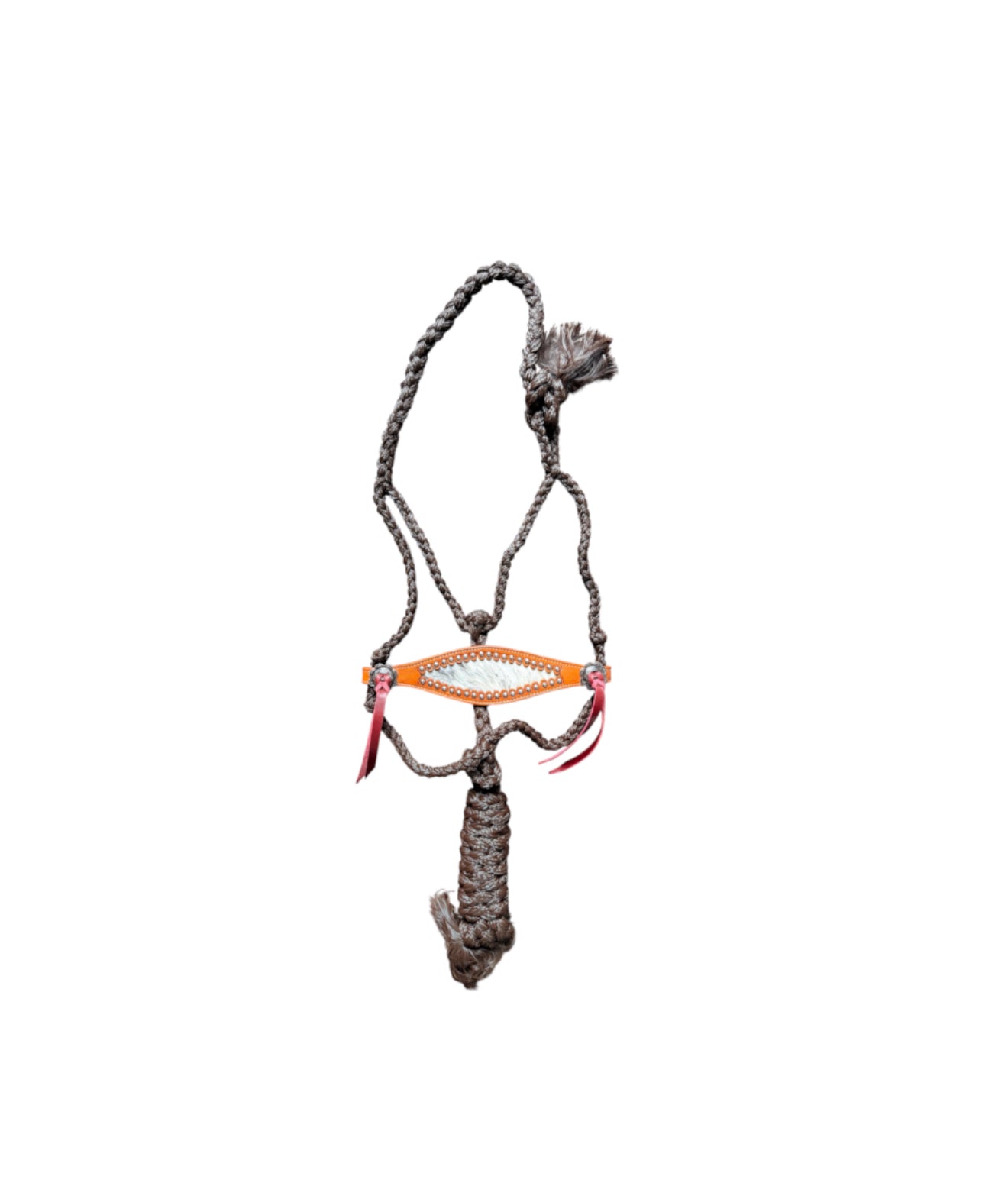 722802RS - Hair on Hide Mule Tape Bronc Halter with Lead