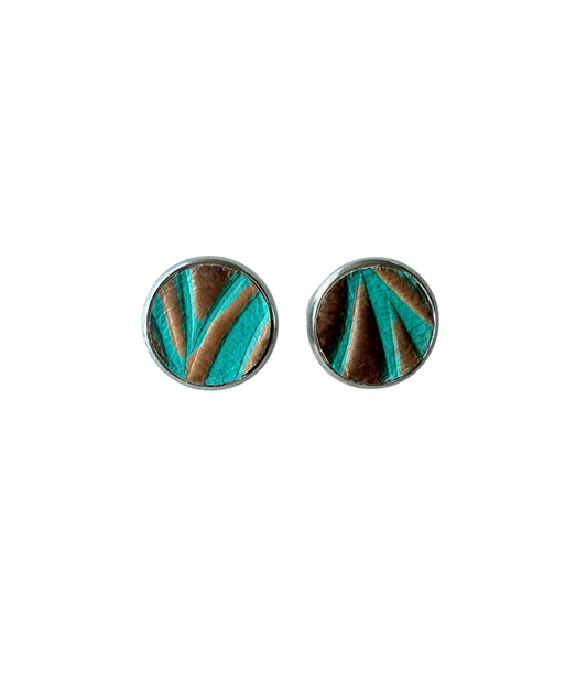 J6962A - Real Tooled Leather  Stud Earrings - Rawhide Western Wear 