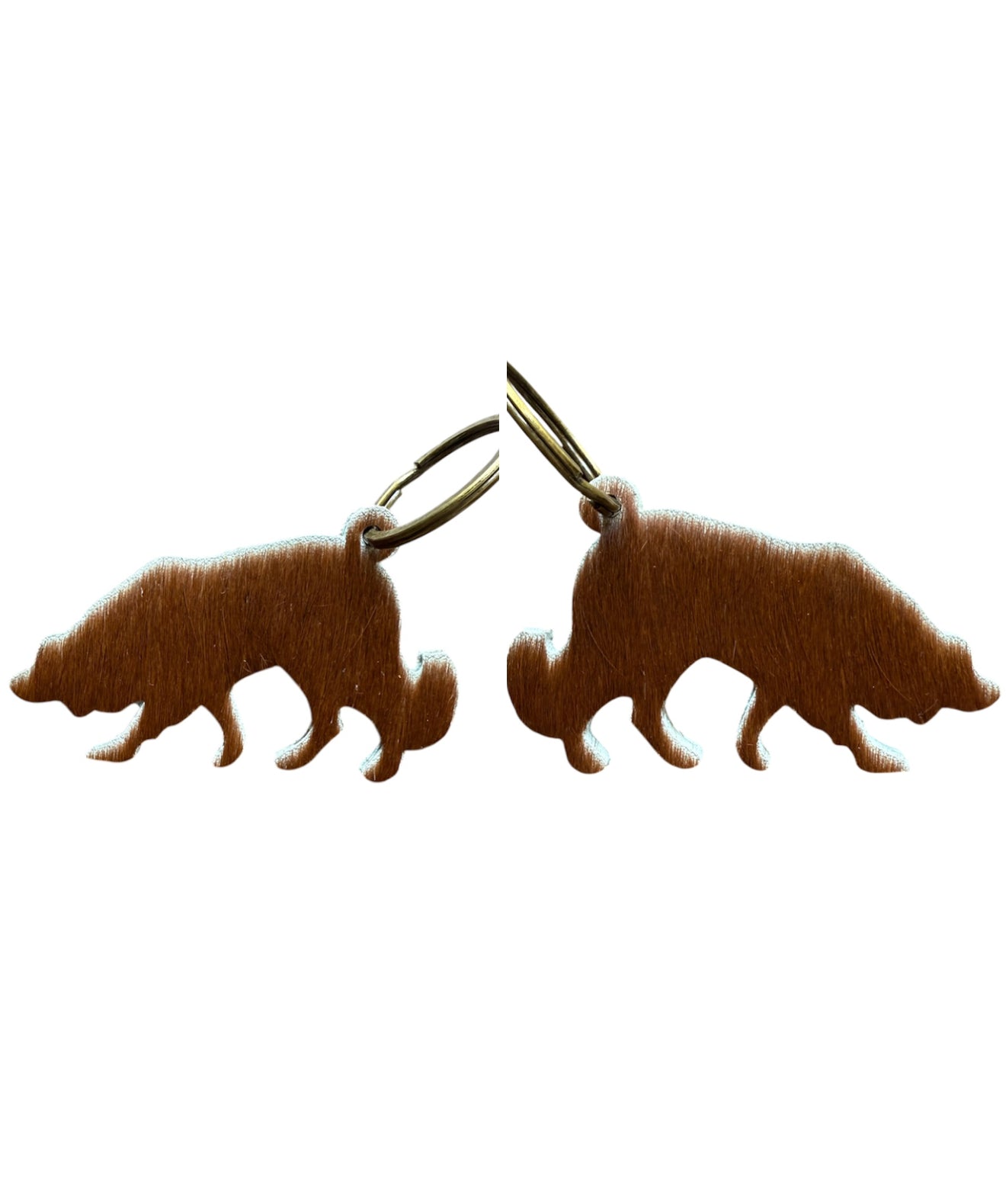 A7624 - Double Sided 100% Hair On Hide Leather Sheepdog Keychain
