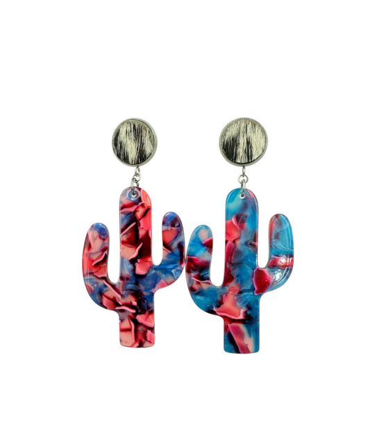 J7095B - 100% Hair on Hide Stud Dangle Earrings