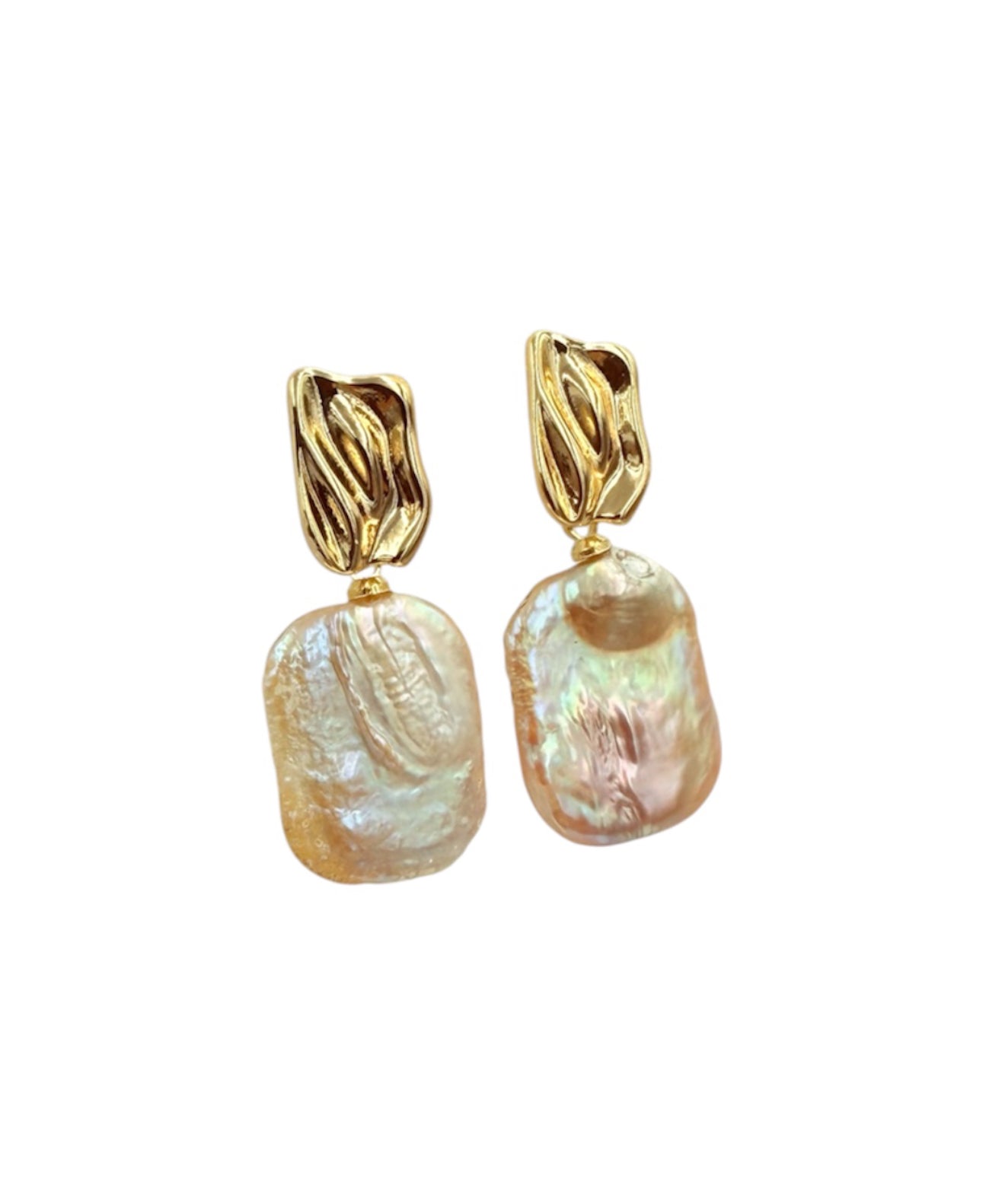J7110A - Real Pearl Pink Baroque Stud Dangle Earrings - Rawhide Western Wear 