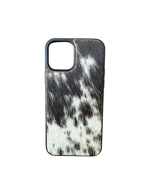 A8617 IPhone 12/12Pro Hair on Hide Leather w Rubber Case