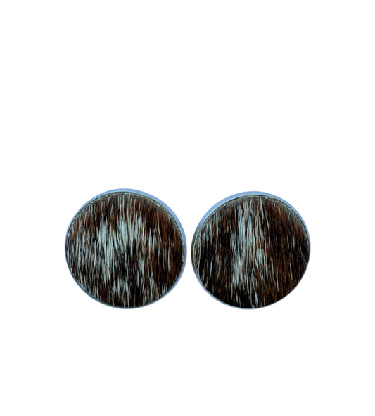 J7052A - Round Hide Stud Earrings