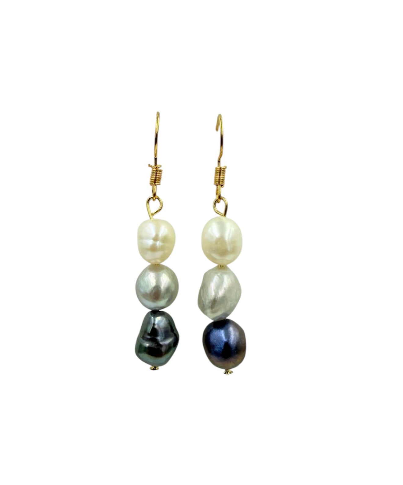 J7107 - 3 Real Pearls Dangle Earring - Rawhide Western Wear 