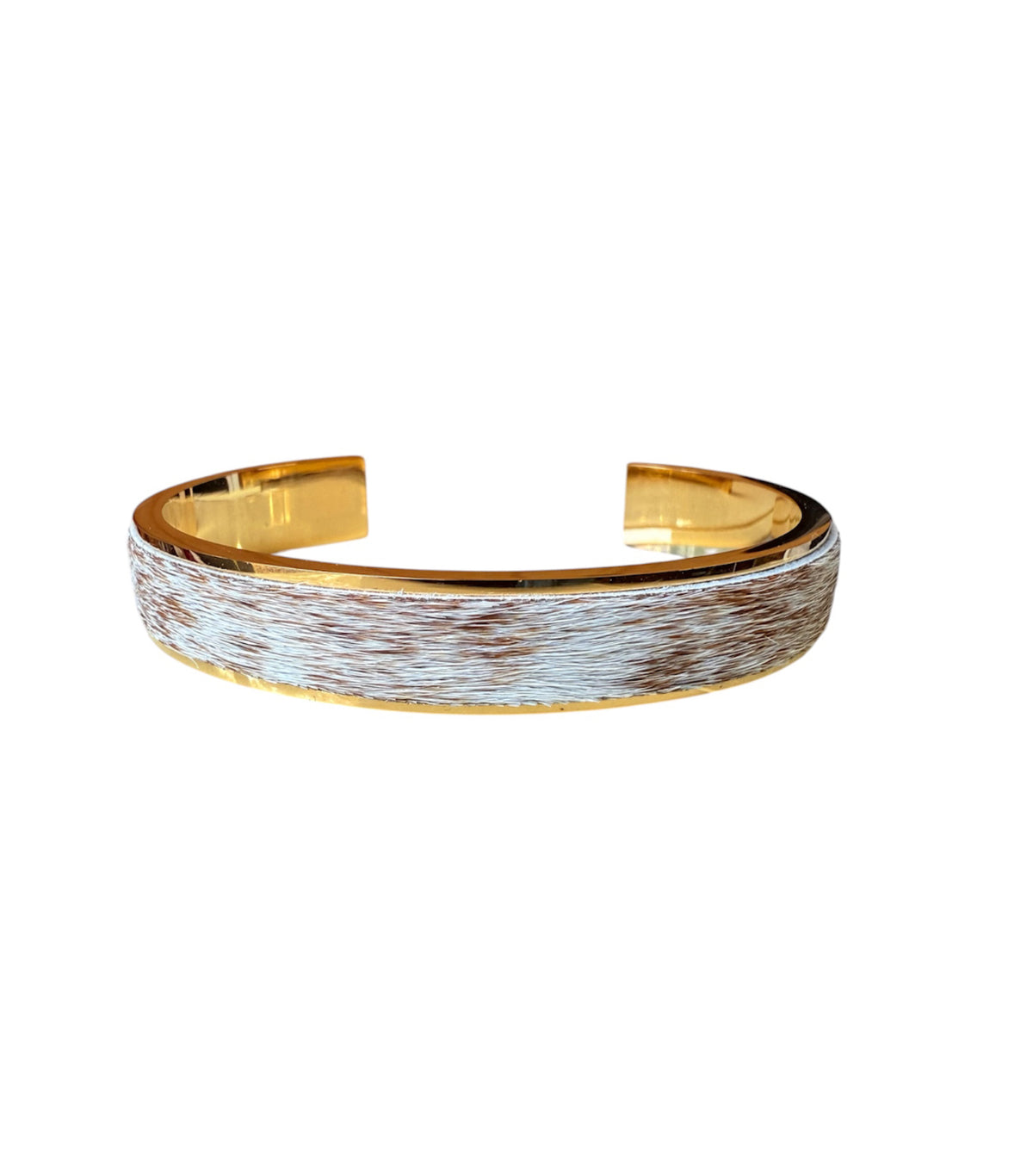 J6888B - 18k Plated Stainless Steel 3/4 Bangle w Cowhide