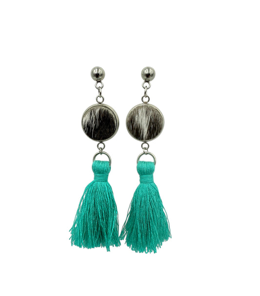 J7056A - Tassel Hide Fishhook Earrings