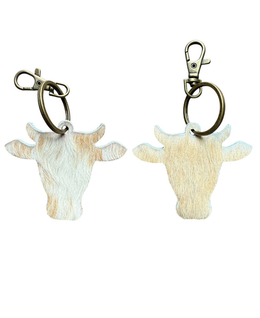 A8767 - Double Sided 100% Hair On Hide Leather Cow Keychain