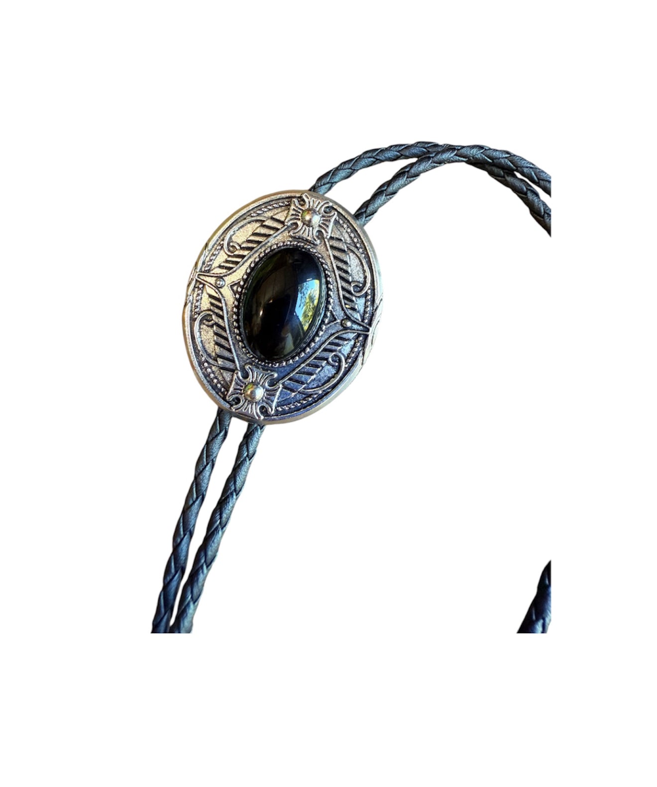 J7084 - Bolo Tie w Blue Bead - Rawhide Western Wear 