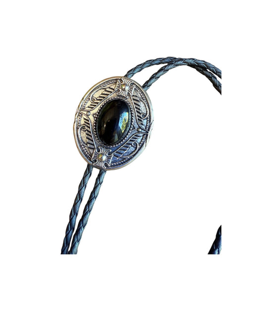 J7084 - Bolo Tie w Blue Bead - Rawhide Western Wear 