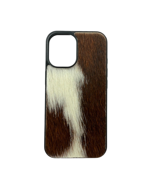 A8797 - IPhone 16 Hair on Hide Leather w Rubber Case - Rawhide Western Wear 