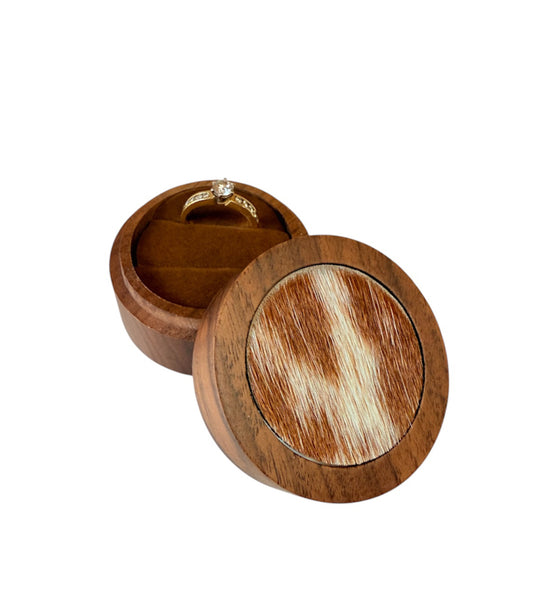 A8776  - 100% Hair On Hide Wooden Ring Boxes