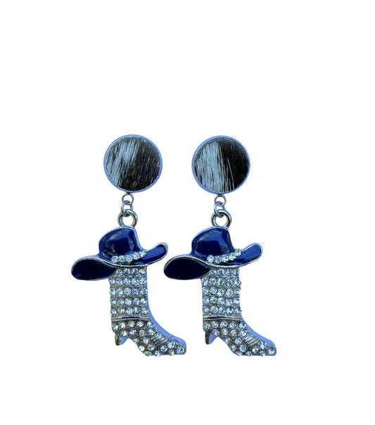 J7041 - 100% Hair on Hide Stud Dangle Earrings
