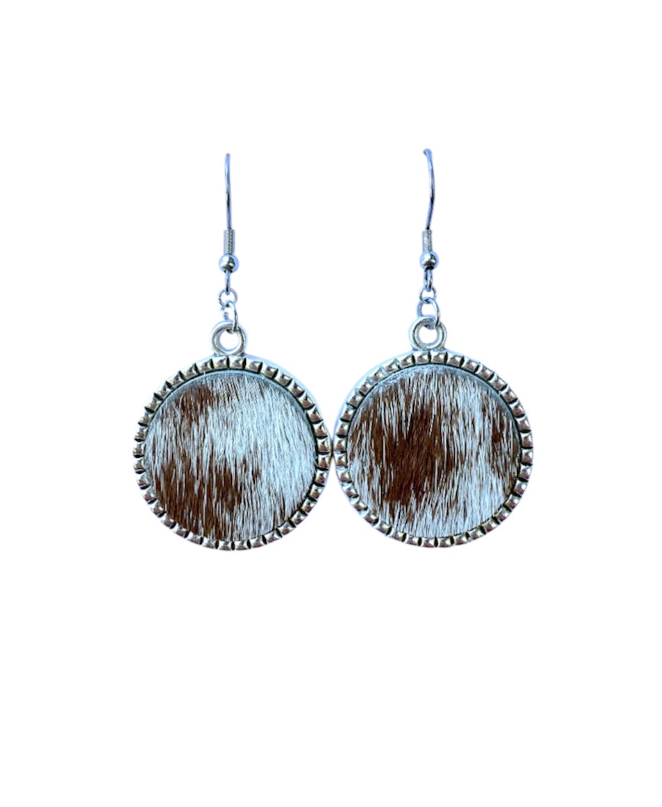 J7020 - Round Hide Fishhook Earrings