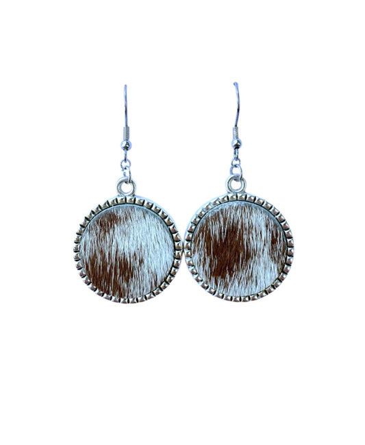 J7020 - Round Hide Fishhook Earrings