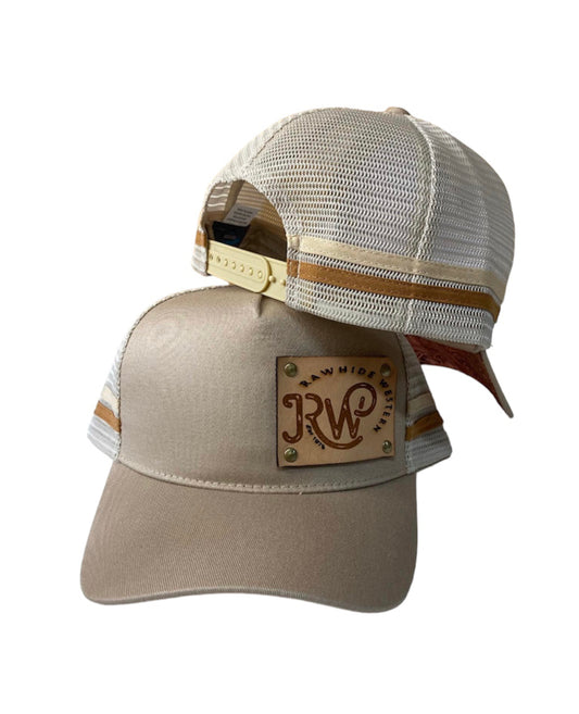 P4157 - Rawhide Stone Leather Patch Country Trucker Cap