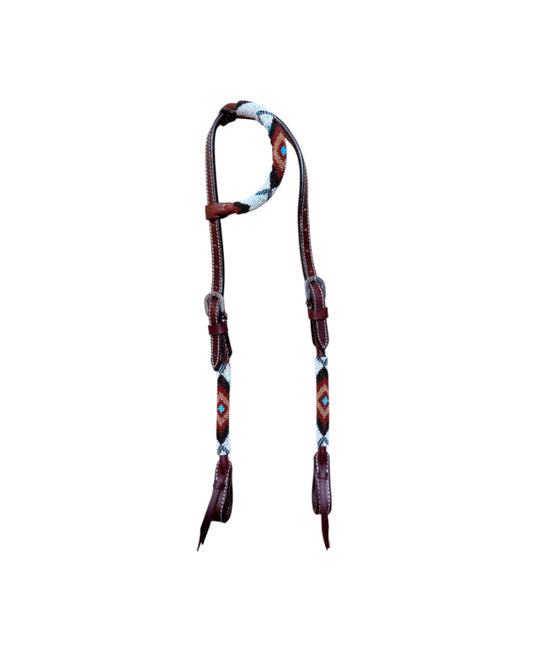 T5571 - Beaded One Ear Western Bridle Cob-Full