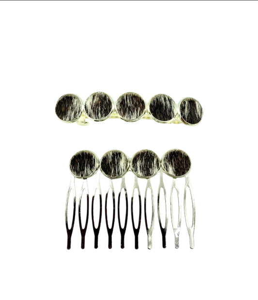 J6625 - 2 Set Western Cowhide Hair Accessories