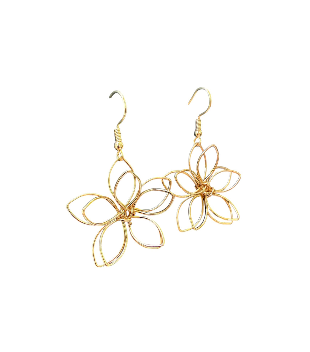 J6837 - Wired Flower Dangle Earrings