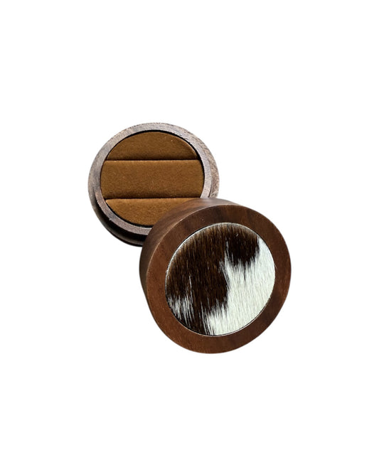 A8775  - 100% Hair On Hide Wooden 2 Ring Box