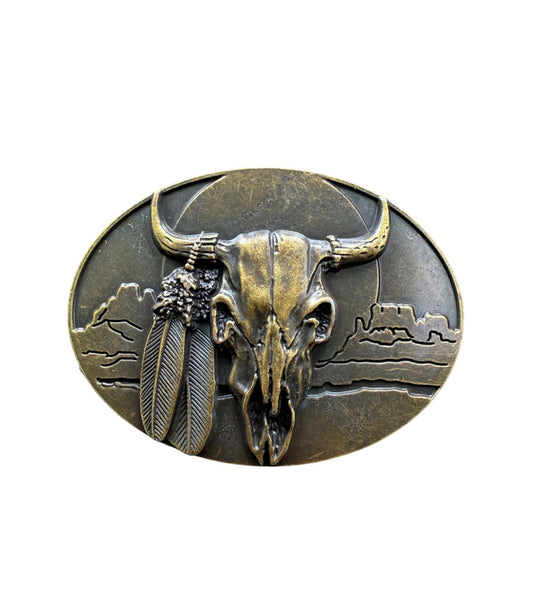 J6546 - Cow Skull Western Belt Buckle - Rawhide Western Wear 