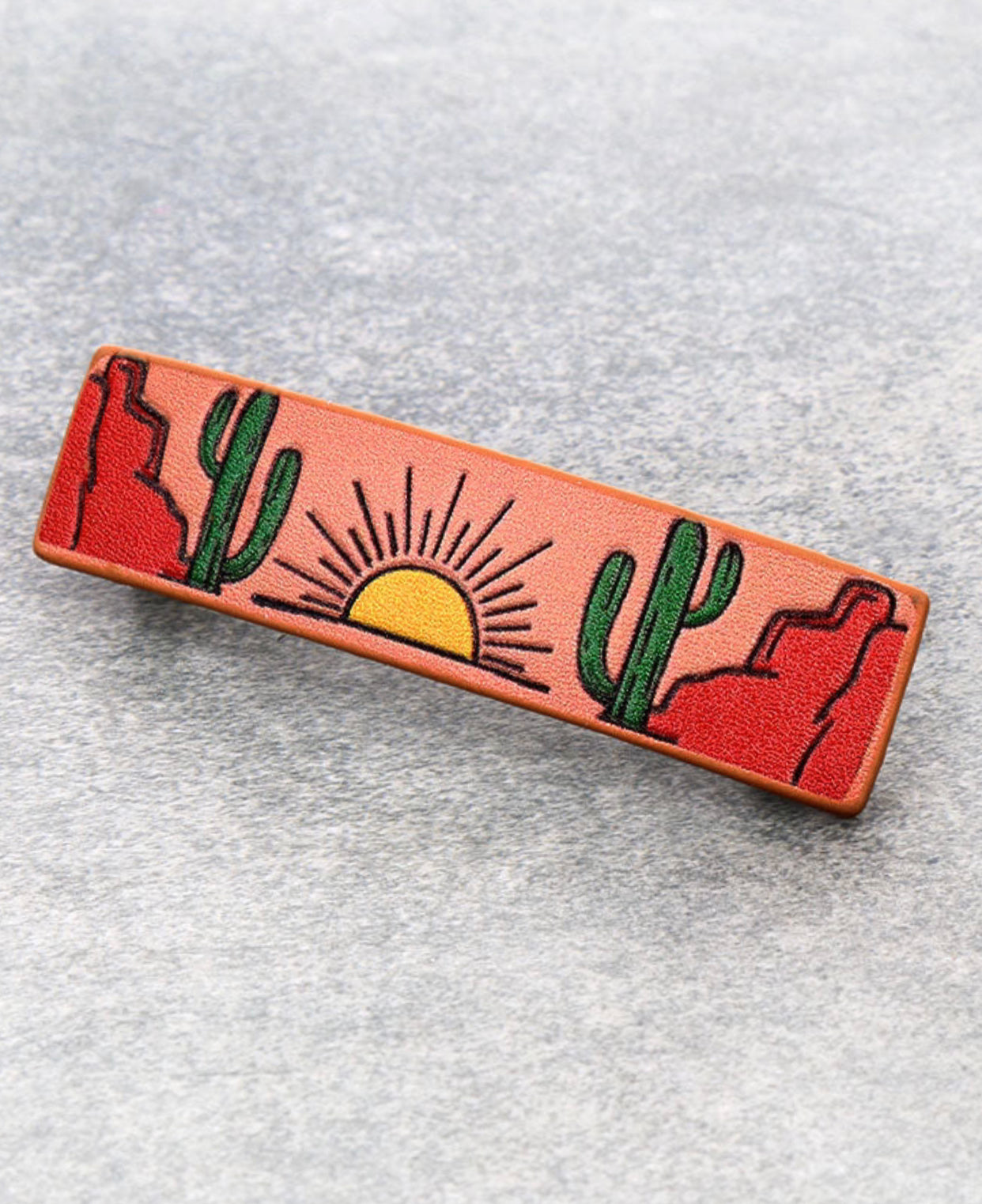 J6624 - Southwest Landscape Genuine Leather Hair Clip