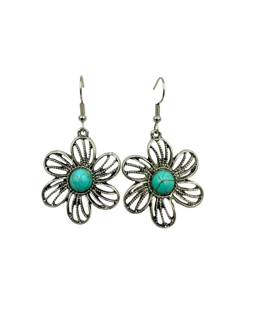J6277 - Western Style Turquoise Drop Earrings