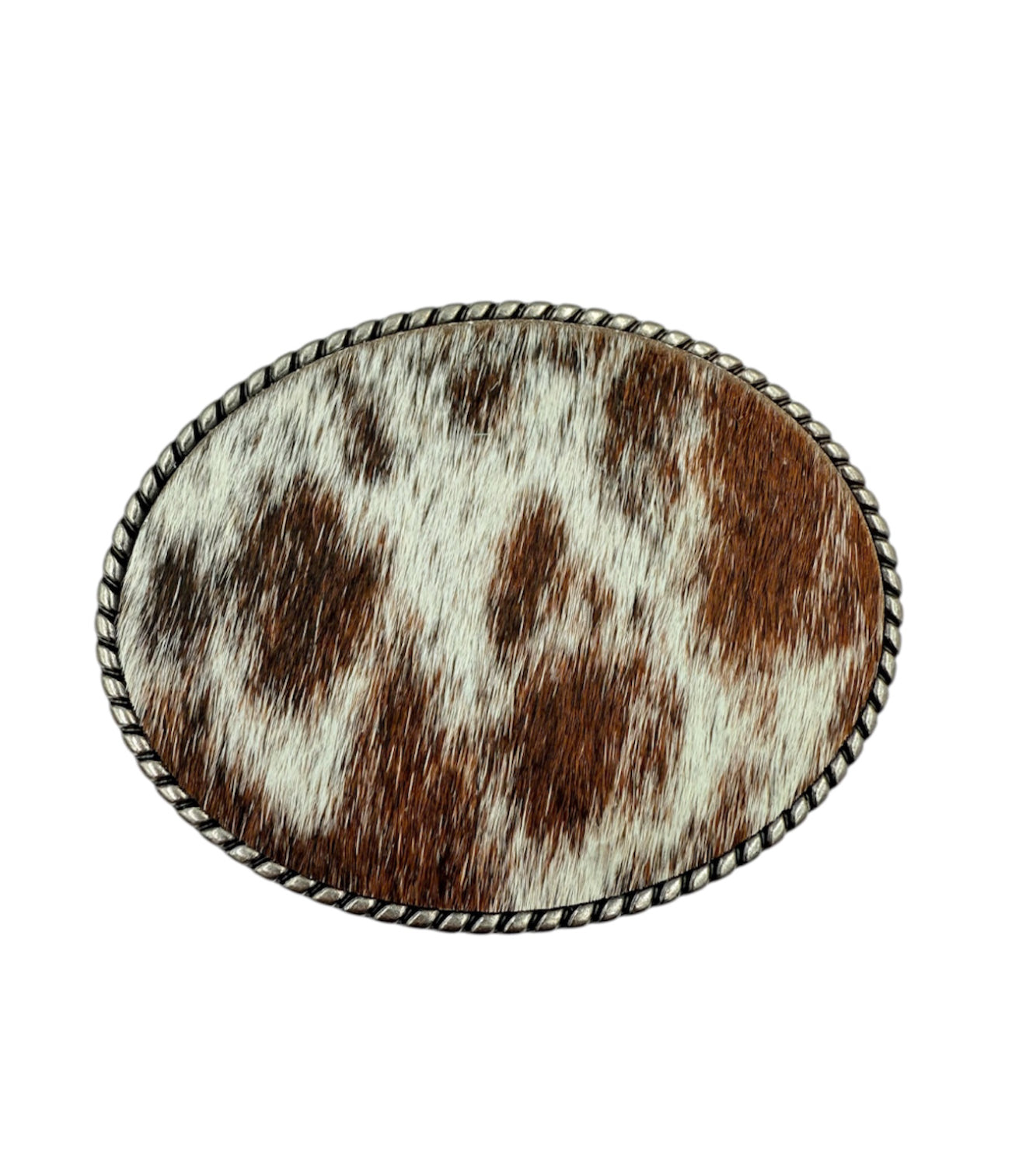 A8872 - Silver Antique Colour Western Buckle w Real Cowhide insert - Rawhide Western Wear 