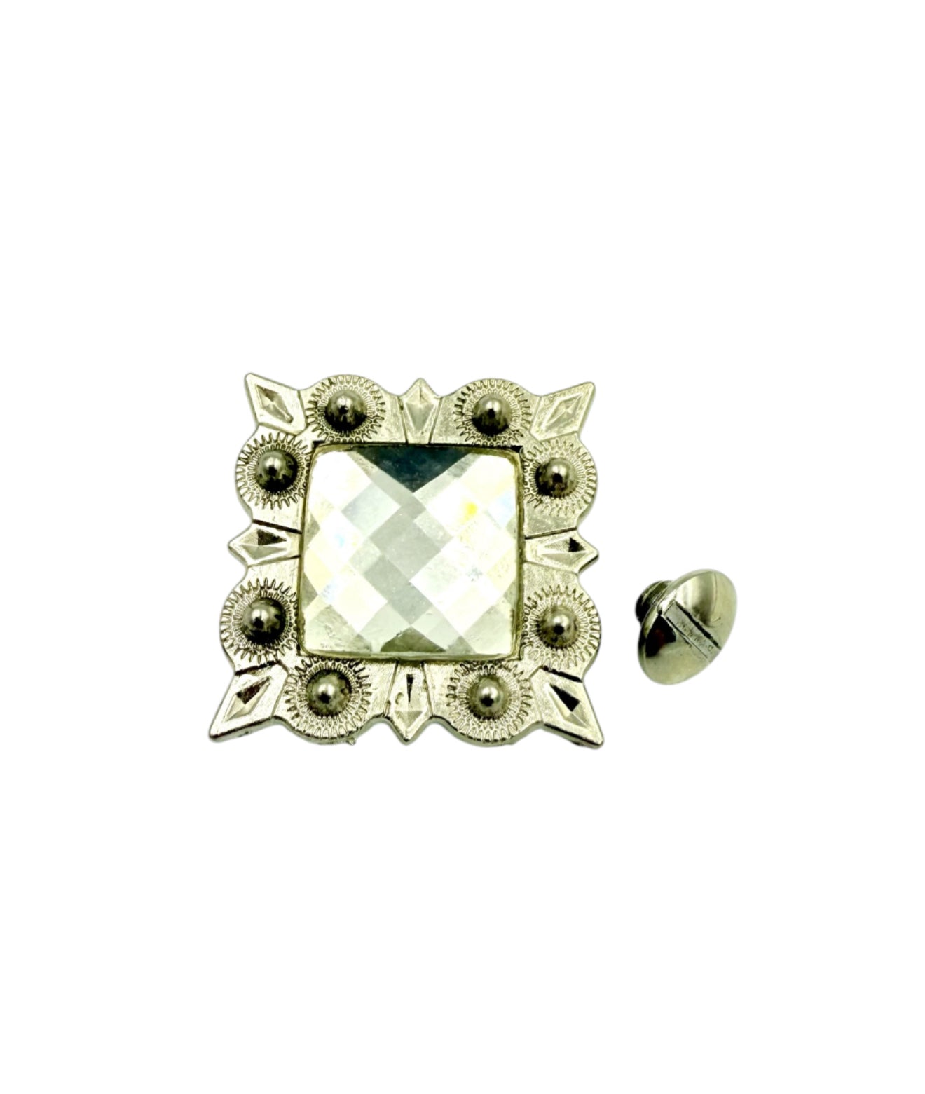 A7273 - Square Sliver with Clear Stone Concho