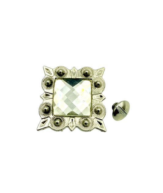 A7273 - Square Sliver with Clear Stone Concho