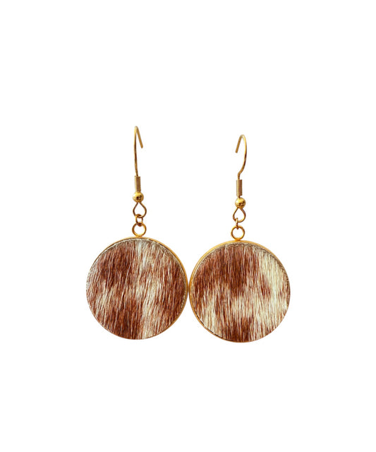 J7124B - Round Hide Fishhook Earrings - Rawhide Western Wear 